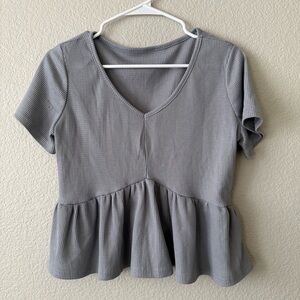 Crop V-Neck Peplum Top